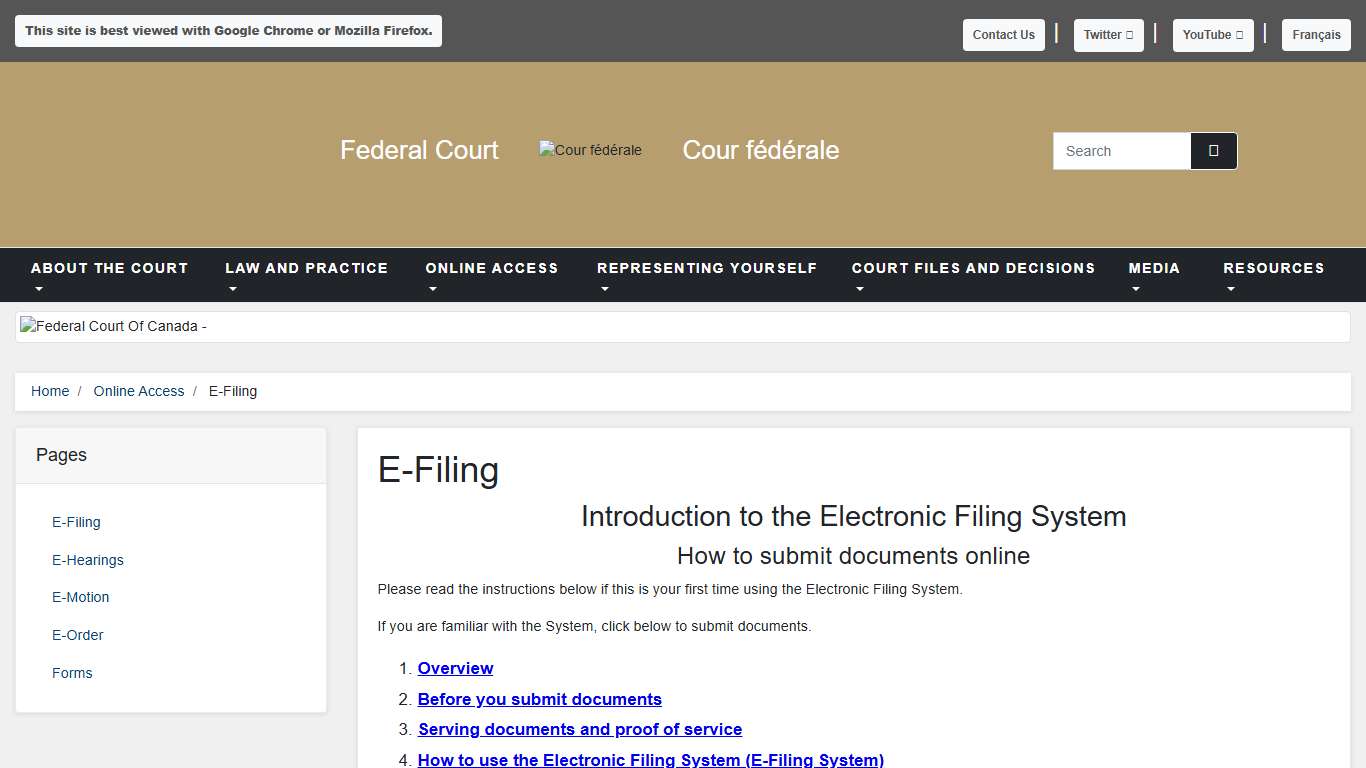 Federal Court - E-Filing